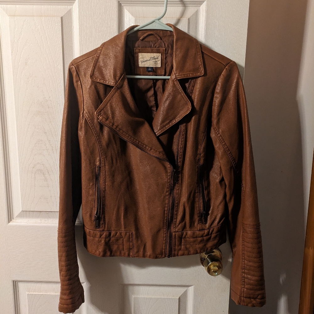 Universal Thread Brown Leather Jacket Xs - image 4